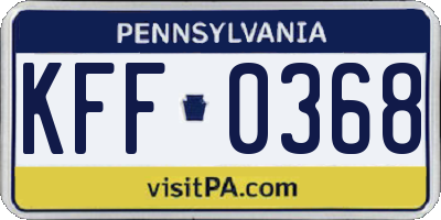 PA license plate KFF0368