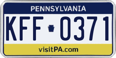 PA license plate KFF0371