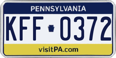 PA license plate KFF0372