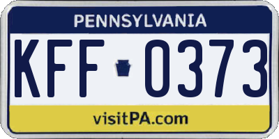 PA license plate KFF0373