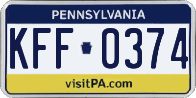 PA license plate KFF0374
