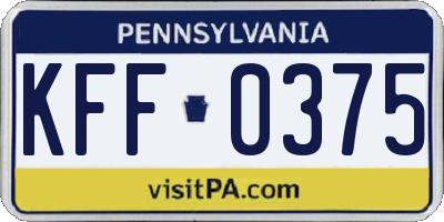 PA license plate KFF0375