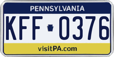 PA license plate KFF0376