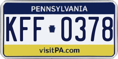 PA license plate KFF0378