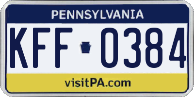 PA license plate KFF0384
