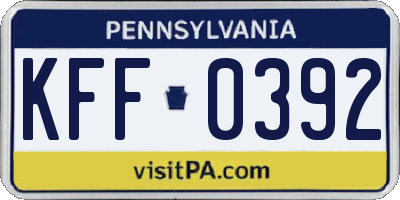 PA license plate KFF0392
