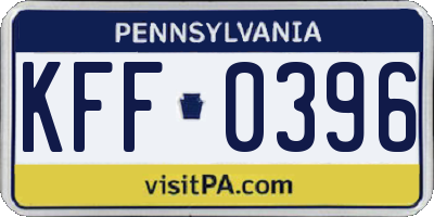 PA license plate KFF0396