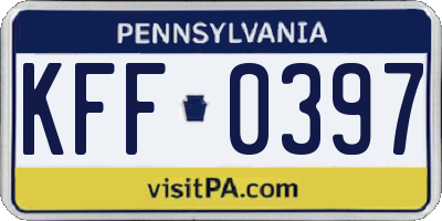 PA license plate KFF0397