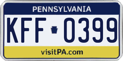 PA license plate KFF0399