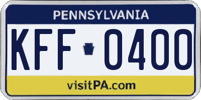 PA license plate KFF0400