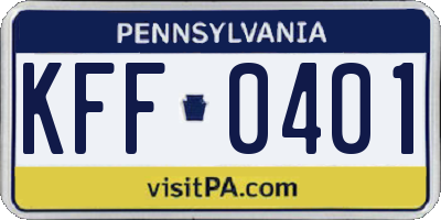 PA license plate KFF0401
