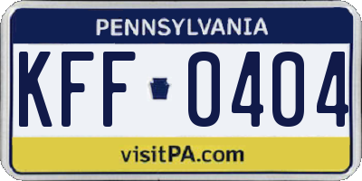 PA license plate KFF0404