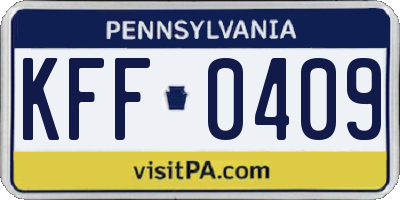 PA license plate KFF0409
