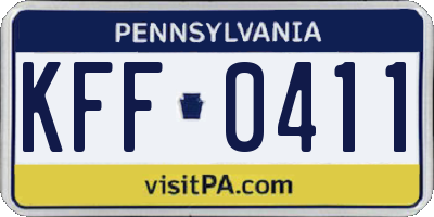 PA license plate KFF0411