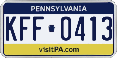 PA license plate KFF0413