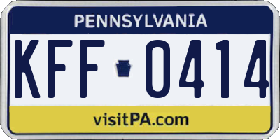 PA license plate KFF0414