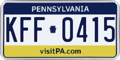 PA license plate KFF0415