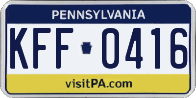 PA license plate KFF0416