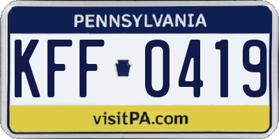 PA license plate KFF0419