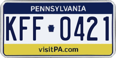 PA license plate KFF0421