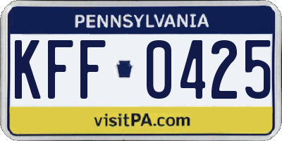 PA license plate KFF0425