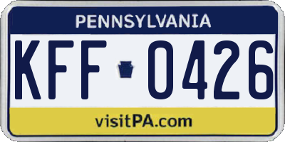 PA license plate KFF0426