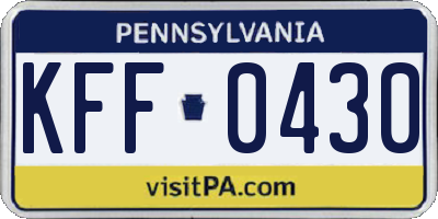 PA license plate KFF0430