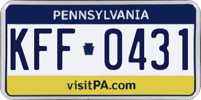 PA license plate KFF0431