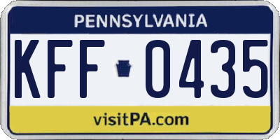 PA license plate KFF0435