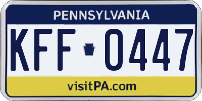 PA license plate KFF0447