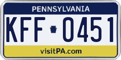 PA license plate KFF0451