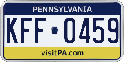 PA license plate KFF0459