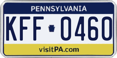 PA license plate KFF0460