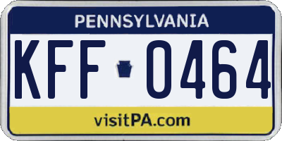PA license plate KFF0464