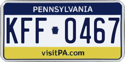 PA license plate KFF0467