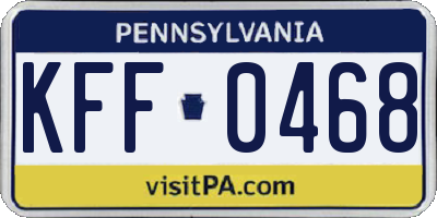 PA license plate KFF0468