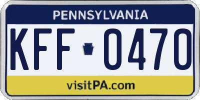 PA license plate KFF0470