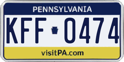PA license plate KFF0474