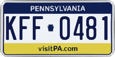 PA license plate KFF0481