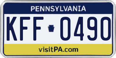 PA license plate KFF0490