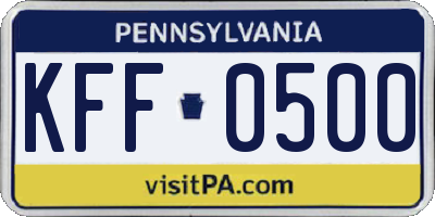 PA license plate KFF0500