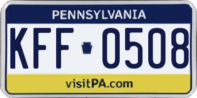 PA license plate KFF0508