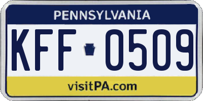 PA license plate KFF0509