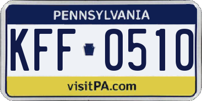PA license plate KFF0510