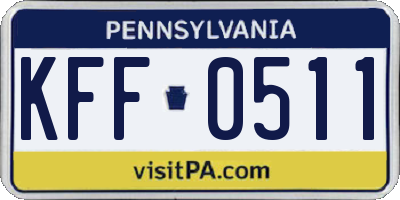 PA license plate KFF0511