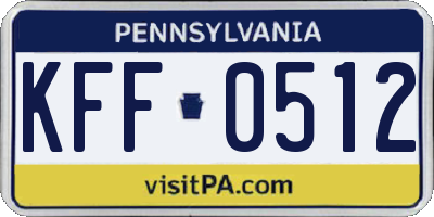 PA license plate KFF0512