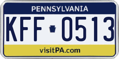 PA license plate KFF0513