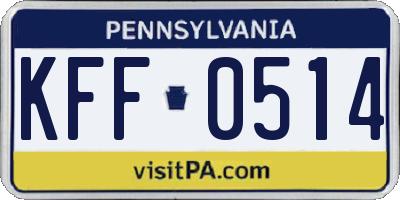 PA license plate KFF0514
