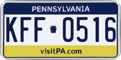 PA license plate KFF0516