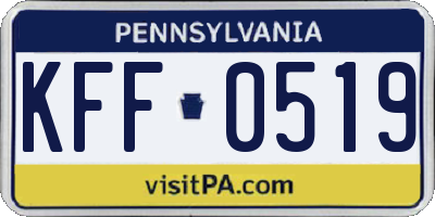 PA license plate KFF0519